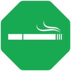 Digital png illustration of cigarette on green sign on transparent background