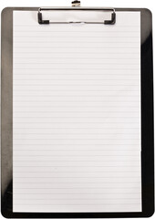 Poster - Digital png illustration of clipboard with sheet of paper with copy space on transparent background