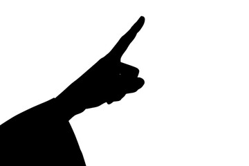 Poster - Digital png illustration of silhouette of pointing hand on transparent background