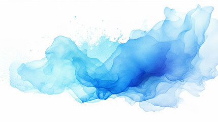 Wall Mural - Blue watercolor splash on a white background, Generative AI