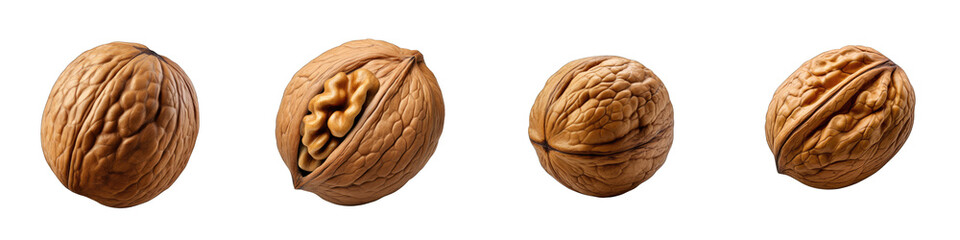 Sticker - Single walnut Hyperrealistic Highly Detailed Isolated On Transparent Background Png File