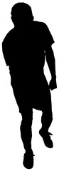 Wall Mural - Digital png illustration of silhouette of male footballer on transparent background