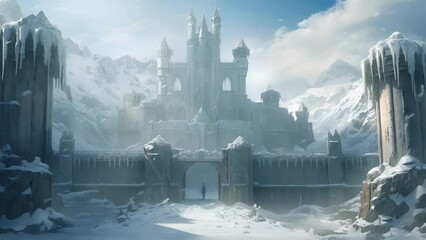 Wall Mural - an icy fortress its walls shimmering brightly vanquishing all foes that dare breach its imtrable wal