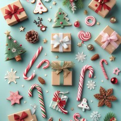 christmas gingerbread cookies and christmas tree