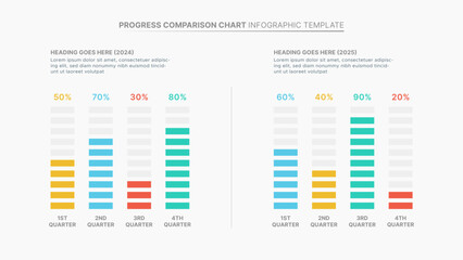 Progress Comparison Chart Infographic Template Design