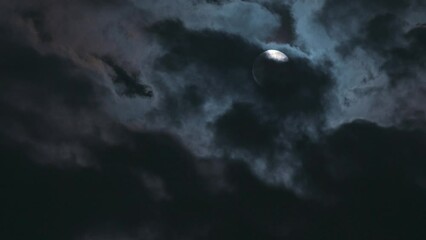 Wall Mural - changing clouds on the background of the full moon. time-lapse of an atmospheric, mystical full moon