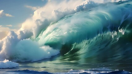 Wall Mural - an aweinspiring swell of azure energy rises magnificently from the depths of the sea gathering stren