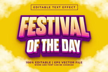 Wall Mural - Festival Of The Day 3d Editable Text Effect Cartoon Style Premium Vector