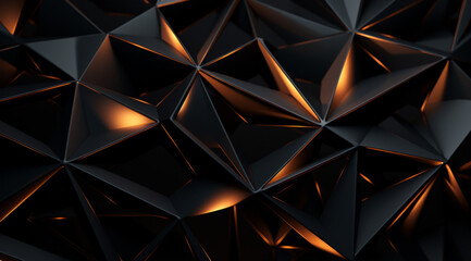 Canvas Print - Soft black geometric triangular background with glowing edges and matte finish.