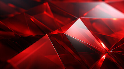 Canvas Print - Luminous red crystal facets with vibrant reflections. Modern abstract background wallpaper.