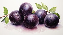 Açaí's Watercolor Sonata—on The Canvas, Deep Purples And Tranquil Blues Compose A Serene And Enticing Symphony.