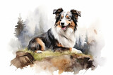 Fototapeta Dziecięca - a dog in nature in watercolor art style