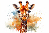 Fototapeta Dziecięca - a giraffe in nature in watercolor art style