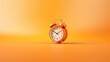 Alarm clock alarm on orange background stock photo, in the style of rendered in unreal engine