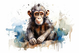 Fototapeta Dziecięca - a monkey in nature in watercolor art style