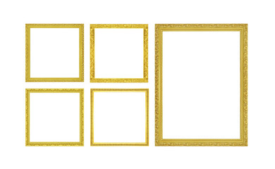 Canvas Print - The antique gold frame on the white background