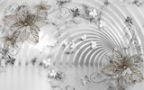 Fototapeta Perspektywa 3d - 3d background wallpaper illustration of beautiful gray flowers
