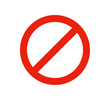 © Elena Pimukova - Prohibited circle sign. Prohibition red icon. Ban icon. Red circle with cross line symbol. Caution frame symbol. Forbidden stop sign. Vector illustration isolated on white background.