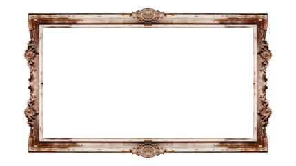 Old wood frame isolated on white