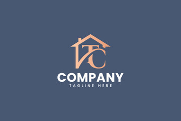 Wall Mural - letter T C with home element elegant logo design for real estate and property company