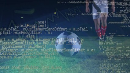 Poster - Animation of financial data processing over caucasian football player