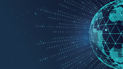 Poster - Dot line digital hollow digital earth, globalization international science and technology background.