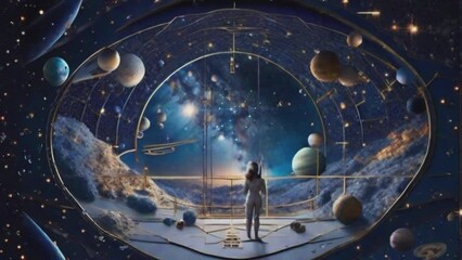 view of the solar system in outer space with celestial bodies