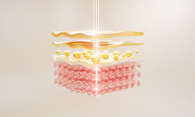 3d collagen skin serum and vitamin illustration isolated on soft color background. concept skin care