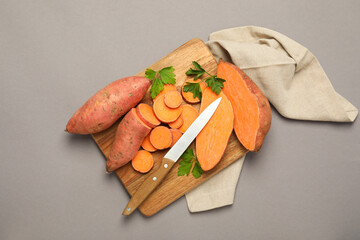 Wall Mural - Sweet potato, concept of healthy food, vegetables