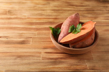 Wall Mural - Sweet potato, concept of healthy food, vegetables