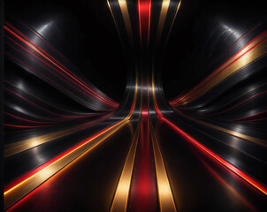 Poster - Abstract background of glowing lines and stripes, neon cyberpunk style. Generated AI