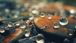 close-up portrait of water droplets on rocks, AI generated, background image