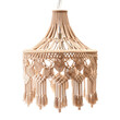 Front view Boho Macramé chandelier isolated on a white transparent background