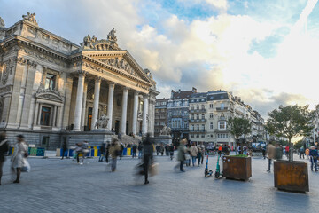 Canvas Print - Belgique Bruxelles Bourse centre pietonnier