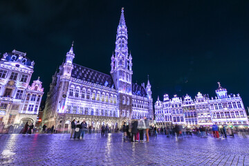 Sticker - Belgique Europe Bruxelles Brussels Grand Place nuit night Hotel de ville