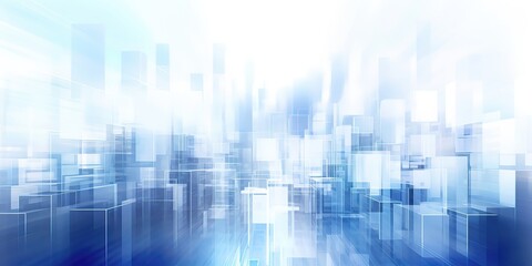Abstract skyscrapers white and blue background, geometric pattern of towers, perspective graphic shapes of buildings, Architectural, financial, corporate business brochure template