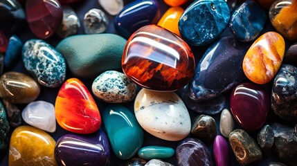  Gemstones on a black, Colorful and Magical Stones Background