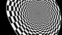 Cylinder Tunnel Square Chess Black And White Rotating, Checker Board 3d Animation, Optical Illusion Loop Footage Abstract Background For Vj, Dj, Template, Intro And Outro Video. 