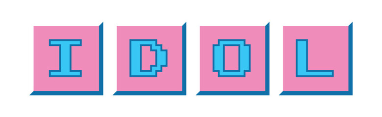 Poster - Idol inscription from keyboard buttons in y2k style. Vector illustration