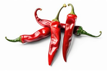 Sticker - Hot chili peppers isolated on white background. Top view. Flat lay