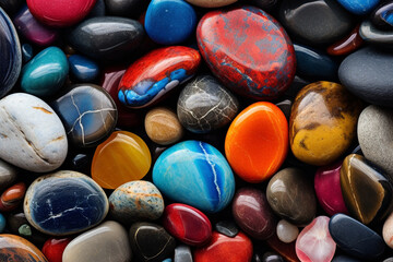  illustration of colorful pebbles stones background. Created with Generative AI