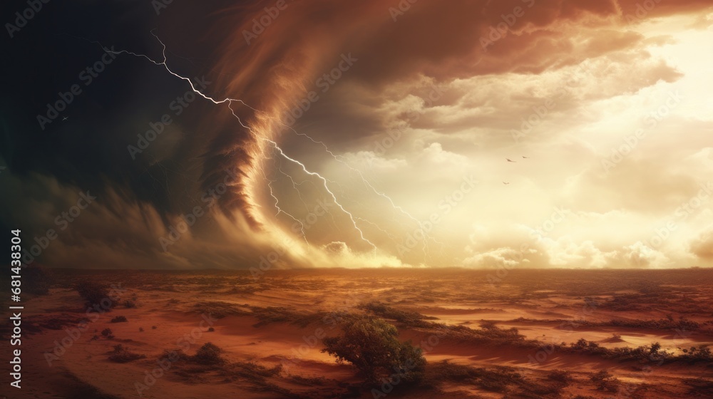 vibrant tornado moving through a barren desert AI generated ...