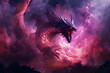 Fire-breathing dragon in magenta color. Illustration. symbol of the year according to the eastern calendar. Generate Ai.