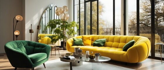 Wall Mural - modern bright interiors apartment Living room. Elegant Luxury Interior of Living Room of a Rich House.