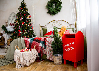 interior of a room with Christmas decoration