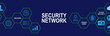 Flat icon symbol of technology on dark blue background color. Concept and idea for  technology, innovation and security network.