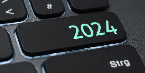 Wall Mural - a keyboard with a illuminated button - 2024
