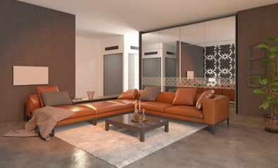 Wall Mural - Project of a studio apartment with a modern style.