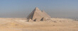 Panorama des pyramides de Gizeh en Egypte