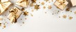 Festtagszauber: Weiße Geschenke und goldene Sterne im harmonischen Bild